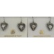 Damascene Silver Drop Earrings Flower 17mm Heart