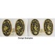 Damascene Gold 26x14mm Oval Bird Stud Earrings