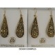 Damascene Gold Star Teardrop Drop Earrings