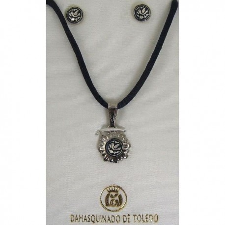 Damascene Silver Bird Pendant and Earrings Set