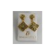 Damascene Gold Drop Earrings Geometric Square