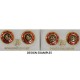 Damascene Gold and Red Enamel Round Bird Stud Earrings