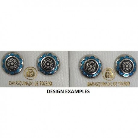 Damascene Silver and Blue Enamel Star Stud Earrings