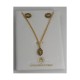 Damascene Gold Oval Bird Earrings Necklace Set