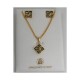 Damascene Gold Square Bird Earrings Necklace Set