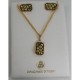 Damascene Gold Rectangle Flower Earrings Necklace Set