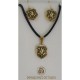 Damascene Gold Bird Shield Pendant and Earrings
