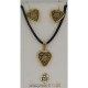 Damascene Gold Star Heart Pendant and Earrings Set