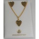 Damascene Gold Heart Star Earrings Necklace Set