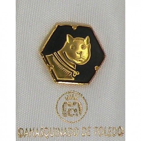 Damascene Gold Cat Hexagon Pin