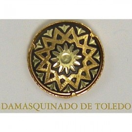 Damascene Gold Star Round Pin