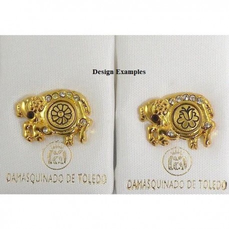 Damascene Gold Aries the Ram Zodiac Pin