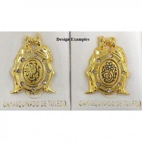 Damascene Gold Gemini the Twins Zodiac Pin