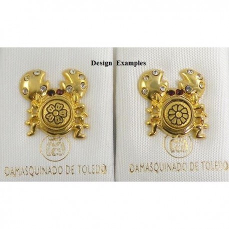 Damascene Gold Cancer the Crab Zodiac Pin