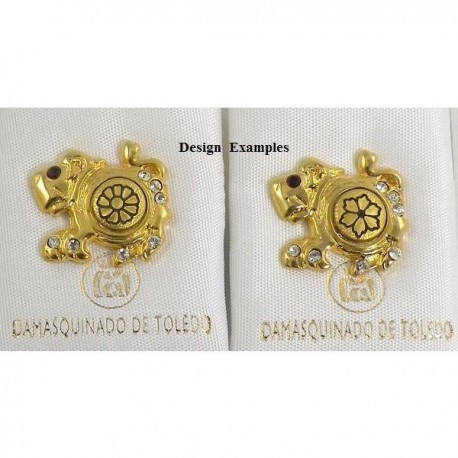 Damascene Gold Leo the Lion Zodiac Pin