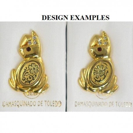 Damascene Gold Rabbit Animal Pin