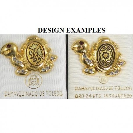 Damascene Gold Turtle Animal Pin
