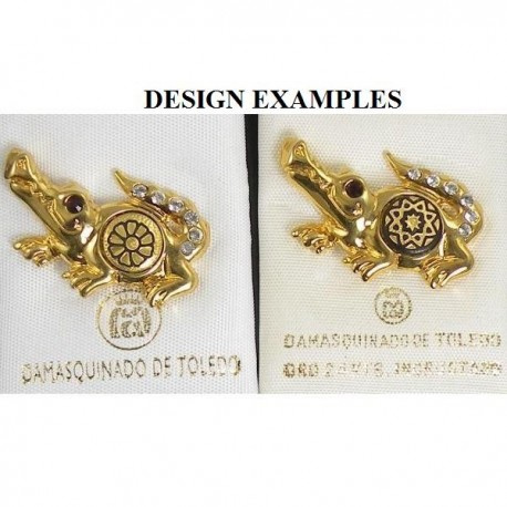 Damascene Gold Alligator Animal Pin