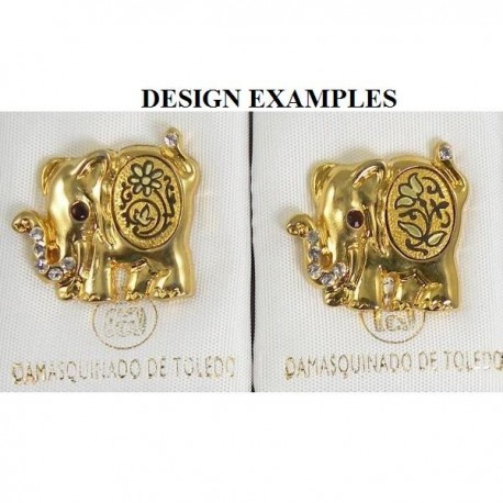Damascene Gold Elephant Animal Pin