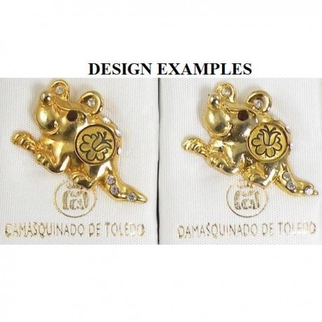 Damascene Gold Mouse Animal Pin