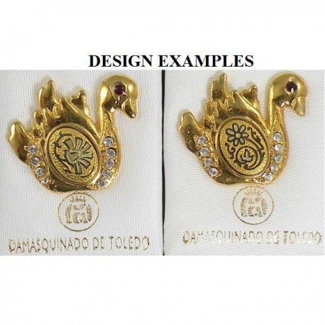 Damascene Gold Swan Animal Pin