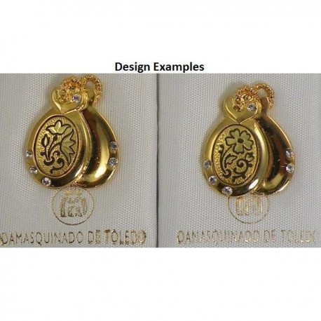 Damascene Gold Castanets Musical Instrument Pin