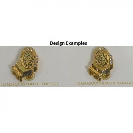 Damascene Gold Piano Musical Pin