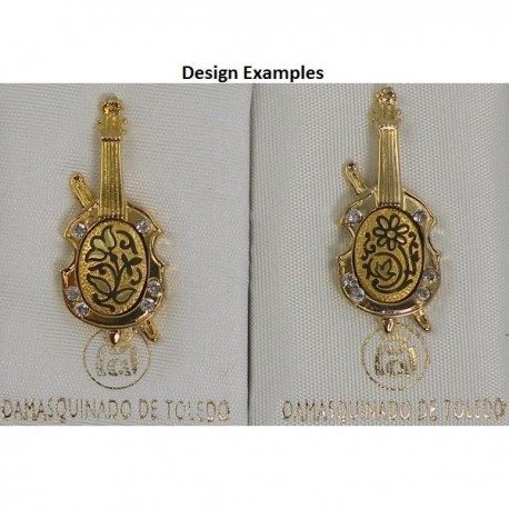 Damascene Gold Cello Musical Pin