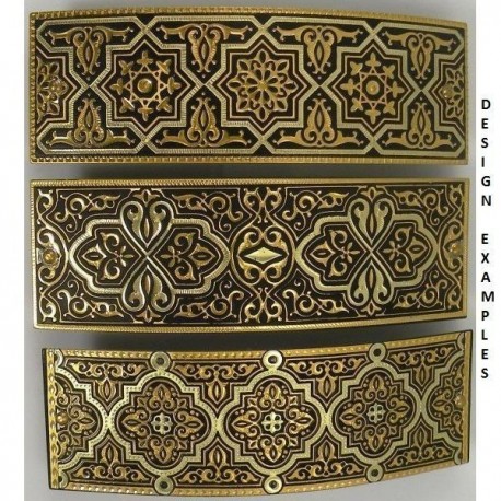 Damascene Gold Geometric Hair Barrette style 2346