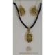 Damascene Gold Geometric Rectangle Pendant and Earrings