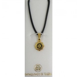 Damascene Gold Flower Round Pendant