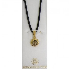 Damascene Gold Star Round Pendant