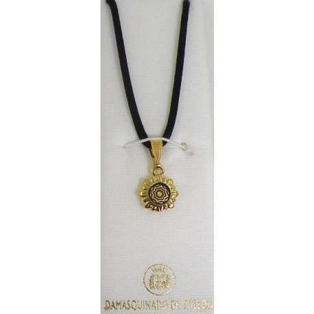 Damascene Gold Star Round Pendant