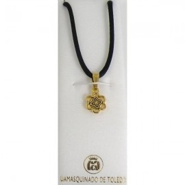 Damascene Gold Geometric Flower Pendant
