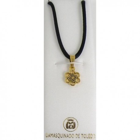 Damascene Gold Geometric Flower Pendant