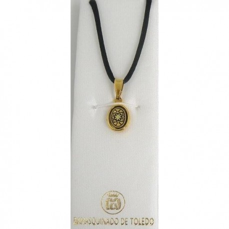 Damascene Gold Geometric Oval Pendant style 8204