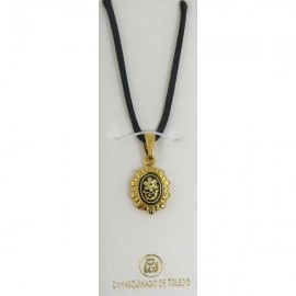 Damascene Gold Flower Oval Pendant