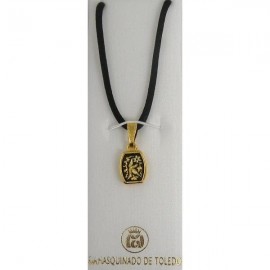 Damascene Gold Bird Rectangle Pendant