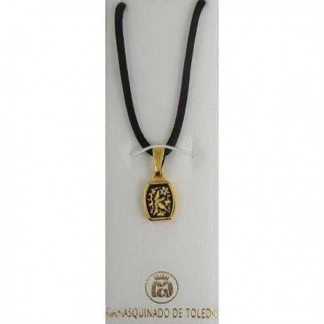 Damascene Gold Bird Rectangle Pendant