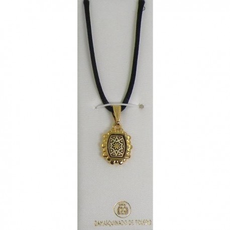 Damascene Gold Geometric Rectangle Pendant style 8207