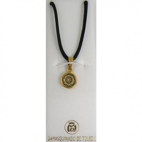 Damascene Gold Star Round Pendant style 8213