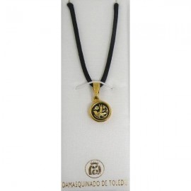 Damascene Gold Bird Round Pendant