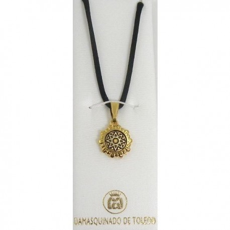 Damascene Gold Star Round Pendant style 8214