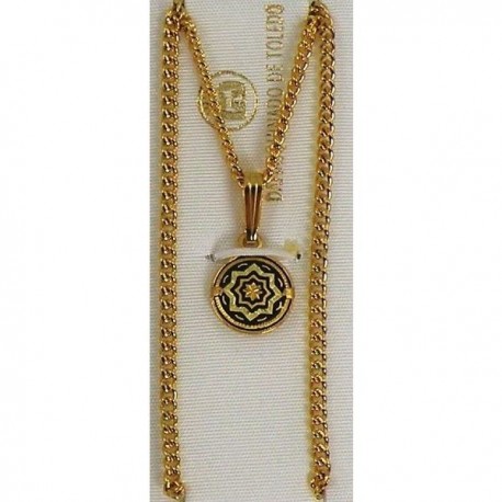 Damascene Gold Star Round Pendant style 2280