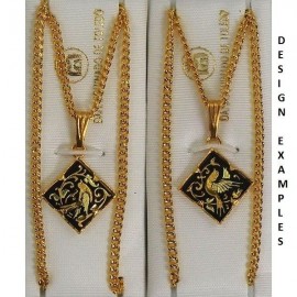 Damascene Gold Bird Diamond Pendant