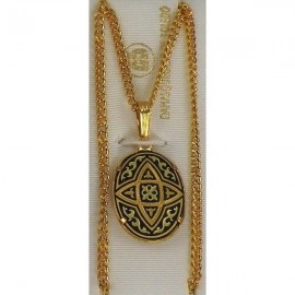 Damascene Gold Geometric Oval Pendant style 2359