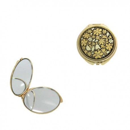 Damascene Gold Flowers Compact Mirror
