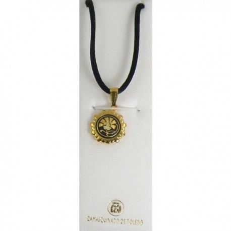 Damascene Gold Flower Round Pendant style 8203