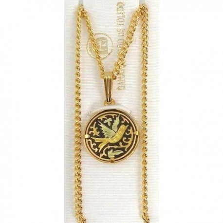 Damascene Gold Bird Round Pendant style 3344