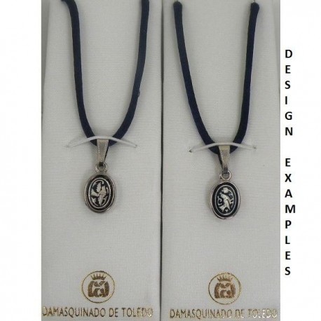 Damascene Silver Bird Oval Pendant
